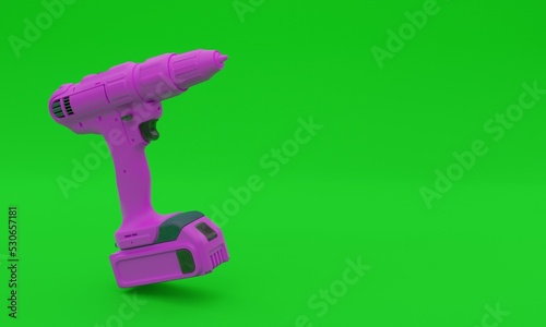 3d illustration  drill image  green background  3d rendering.