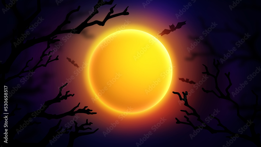 Warm moon light on dark sky illustration