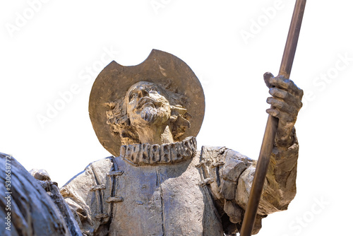 Detail of the head of the statue of Don Quixote