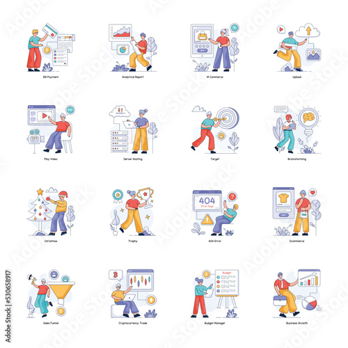 Pack of Business Services Flat Illustrations