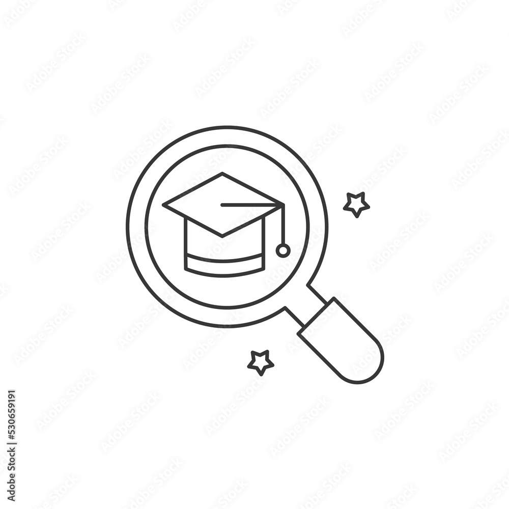 Student, search, magnifier concept line icon. Simple element illustration. Student, search, magnifier concept outline symbol design from education set Student, search, magnifier concept line icon. Simple element illustration. Student, search, magnifier concept outline symbol design from education set