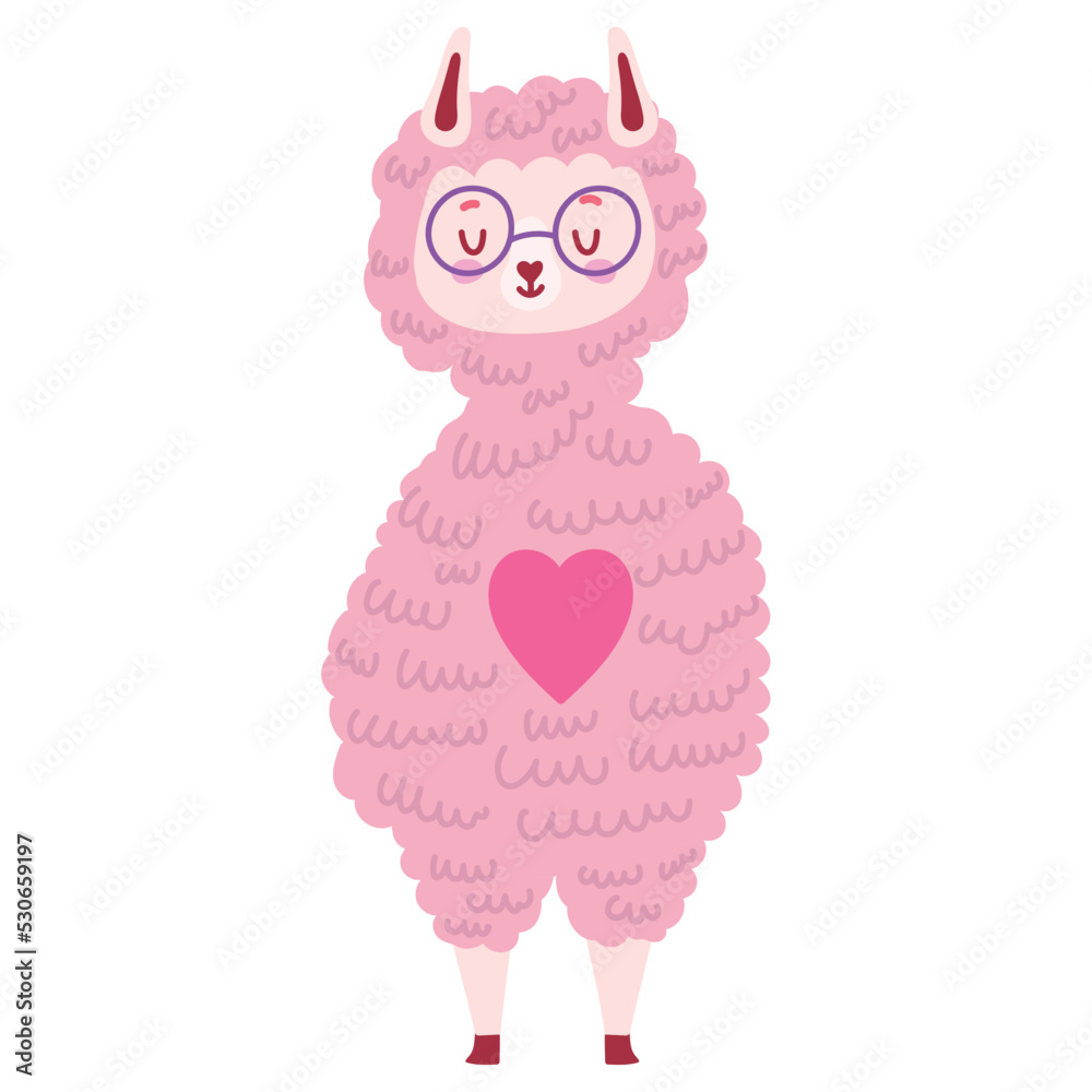 Fototapeta premium llama with heart cartoon
