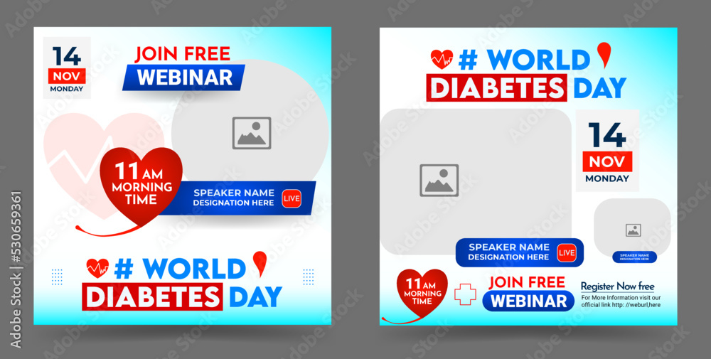 World diabetes day awareness social media post webinar banner