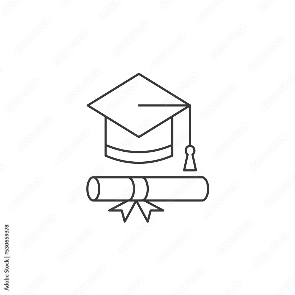 Graduation Hat concept line icon. Simple element illustration. Graduation Hat concept outline symbol design from education set. Can be used for web and mobile Graduation Hat concept line icon. Simple element illustration. Graduation Hat concept outline symbol design from education set. Can be used for web and mobile
