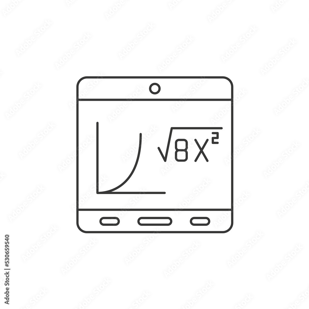 Math, tablet concept line icon. Simple element illustration. Math, tablet concept outline symbol design from education set. Can be used for web and mobile Math, tablet concept line icon. Simple element illustration. Math, tablet concept outline symbol design from education set. Can be used for web and mobile