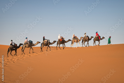 caravan in the desert  trip from Merzouga  beautiful desert landscape