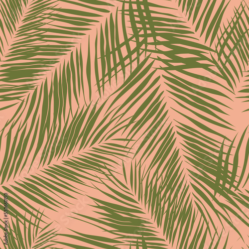 Beautiful tropical leaves branch  seamless pattern design. Tropical leaves background. Trendy Brazilian illustration. Spring and summer design for fabric  prints  wrapping paper and prints