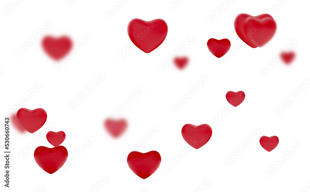 hearts and blurred design hearts 3d-illustration hearts and blurred design hearts 3d-illustration