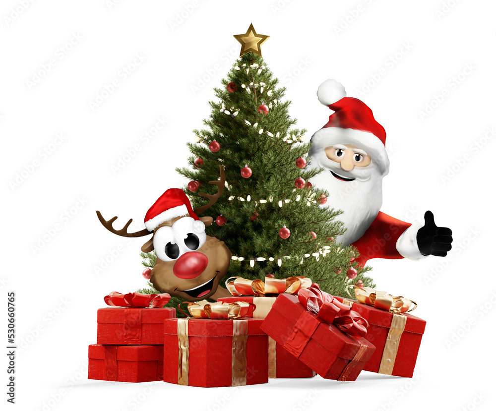Christmas gifts under the Christmas tree, 3d-illustration
