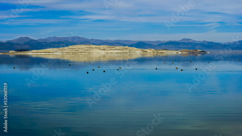Saline Soda Lake Mono Lake Tufa Formations Reflection in Mono County, east of Yosemite National Park, California