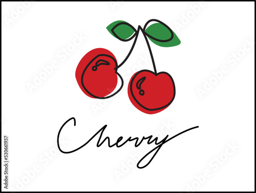 cherry lettering, red cherry vector graphic illustration