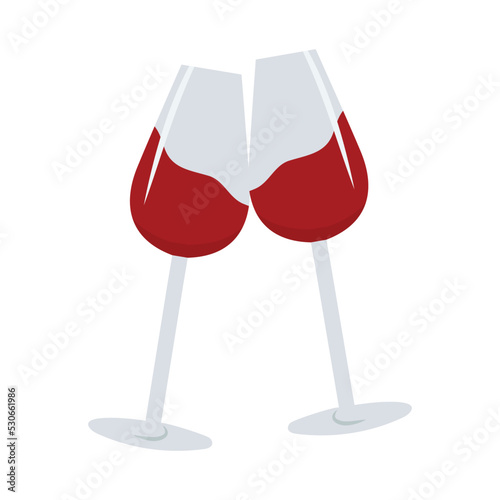 Transparent glasses with red wine vector illustration. Cheers with red wine.