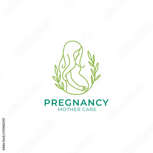 Pregnancy mother care nature logo