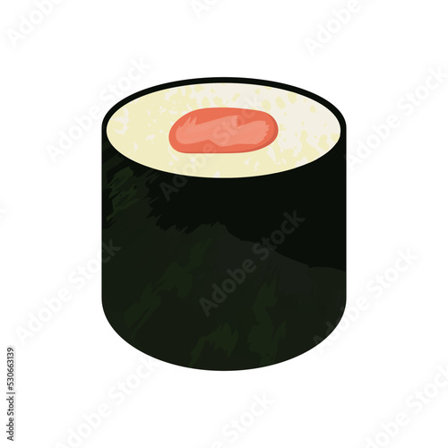 Sushi rolls seafood illustration. Japanese cuisine, Asian culture.