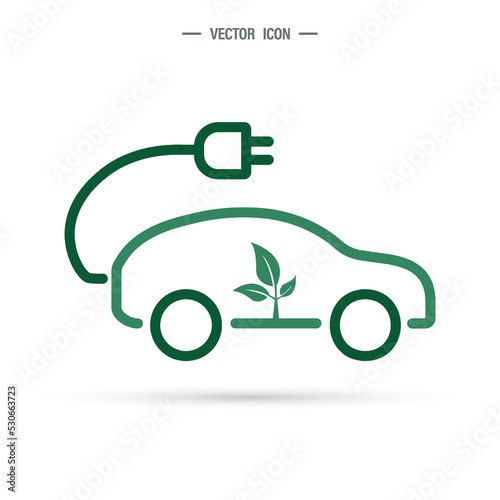 Electric car icon. Environmentally friendly vehicle concept. Isolated vector illustration.