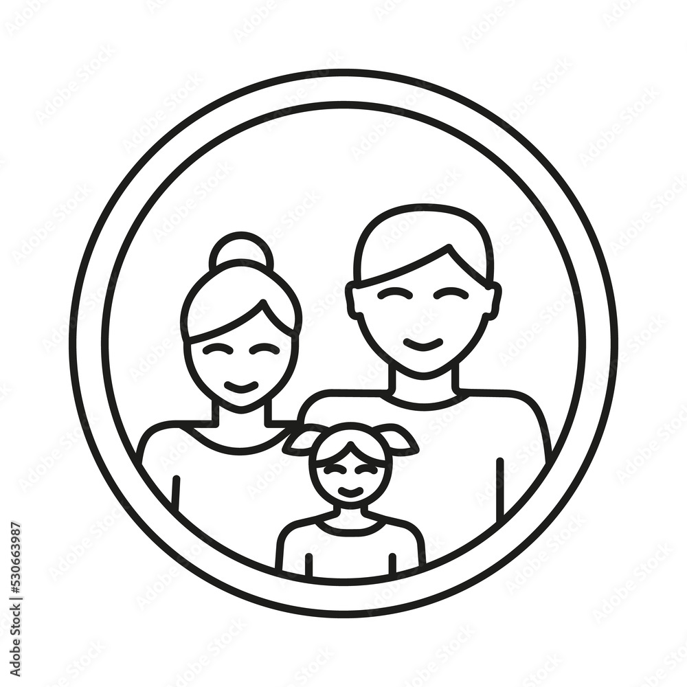Father, mother, daughter concept line icon. Simple element illustration. Father, mother, daughter concept outline symbol design from family set. Can be used for web and mobile on white background Father, mother, daughter concept line icon. Simple element illustration. Father, mother, daughter concept outline symbol design from family set. Can be used for web and mobile on white background