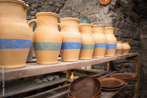 pottery workshop and store of pottery and jugs. Kamianets-Podilskyi, Khmelnytskyi region. Ukraine photo