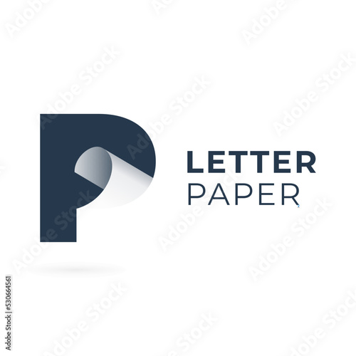 P letter logo with paper roll concept