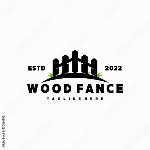 wood fence vector logo icon, garden fence logo template