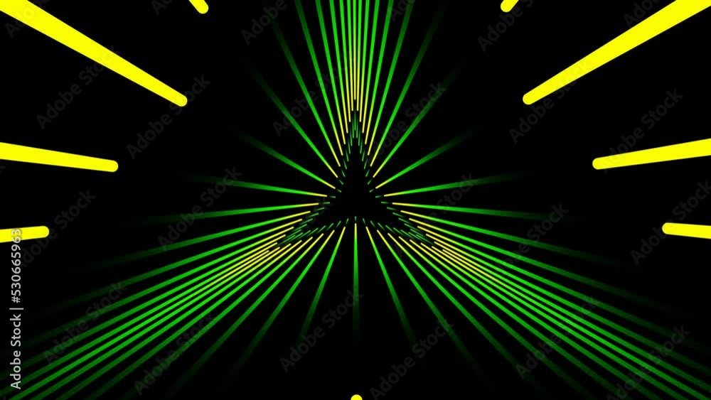 Green and yellow lines abstract triangle led neon glowing seamless animation