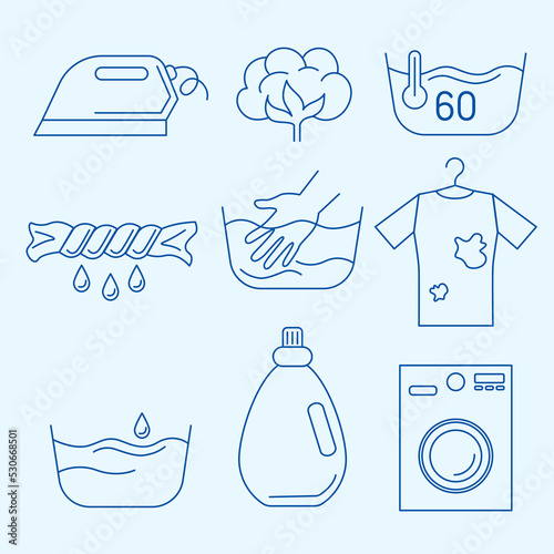 washing hand and machine ironing icons