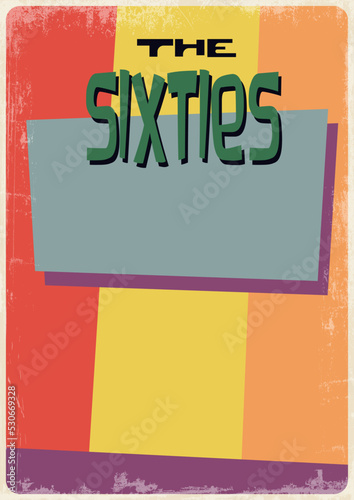 Mid Century Modern Retro Mosaic Colorful Poster. 1960s Vintage Style Abstract Background