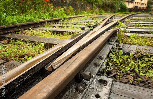 railroad tracks in the woods - track changing joint © SariethKasuun
