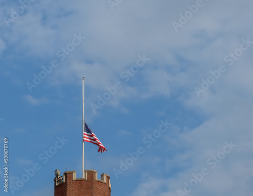 Flag at Half Mast for Former Mayor Moon Landrieu of New Orleans, Louisiana, USA