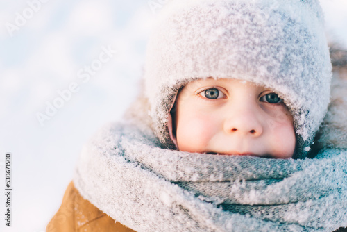 Winter portrait of a boy lifestyle . Winter. An article about children walking in the cold. Winter Games.