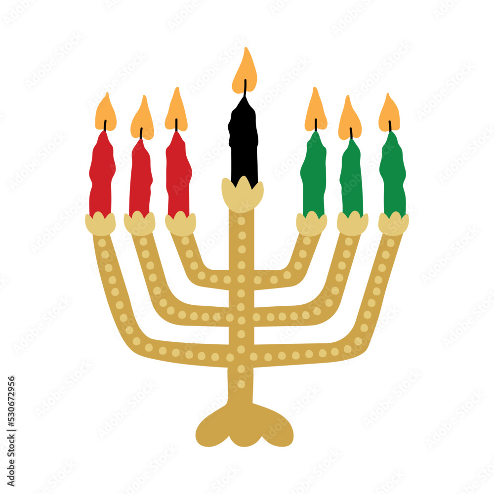 Kinara. Traditional Kwanzaa symbols. Vector icon. Isolated on white background. Doodles illustration Kinara. Traditional Kwanzaa symbols. Vector icon. Isolated on white background. Doodles illustration