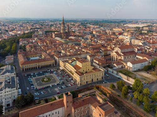 Aerial view of Novara in Italy with its famous San Gaudenzio dome 