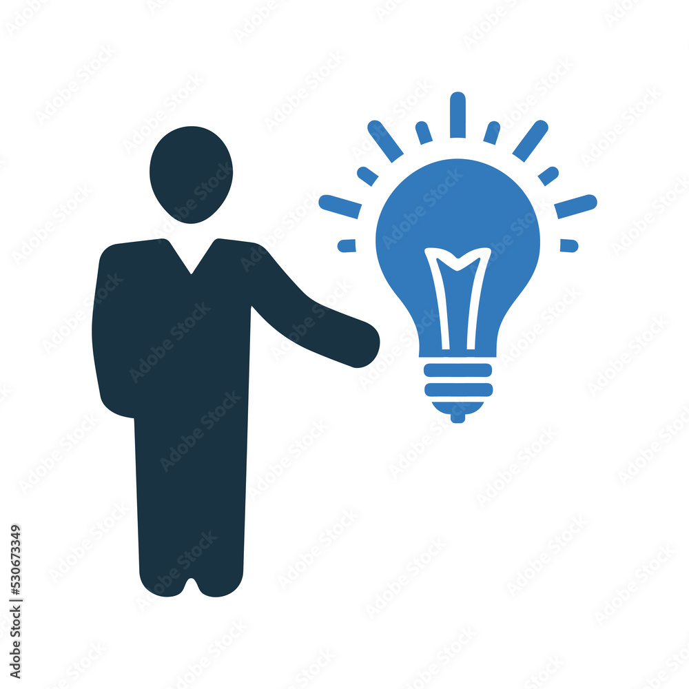 Bulb, idea, man icon. Simple flat design Concept. Bulb, idea, man icon. Simple flat design Concept.