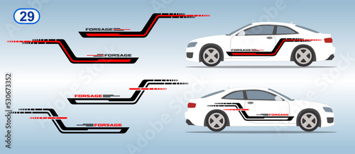 Car side door sticker stripe design. Auto vinyl decal template. Suitable for printing or cutting.
Scaling without loss of quality for different car model.