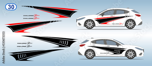 Car side door sticker stripe design. Auto vinyl decal template. Suitable for printing or cutting.
Scaling without loss of quality for different car model.