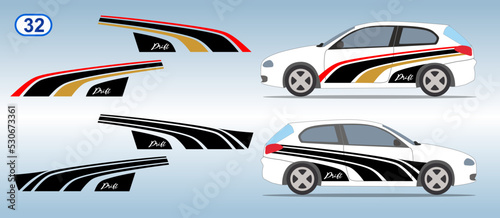 Car side door sticker stripe design. Auto vinyl decal template. Suitable for printing or cutting.
Scaling without loss of quality for different car model.