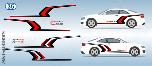 Car side door sticker stripe design. Auto vinyl decal template. Suitable for printing or cutting.
Scaling without loss of quality for different car model.