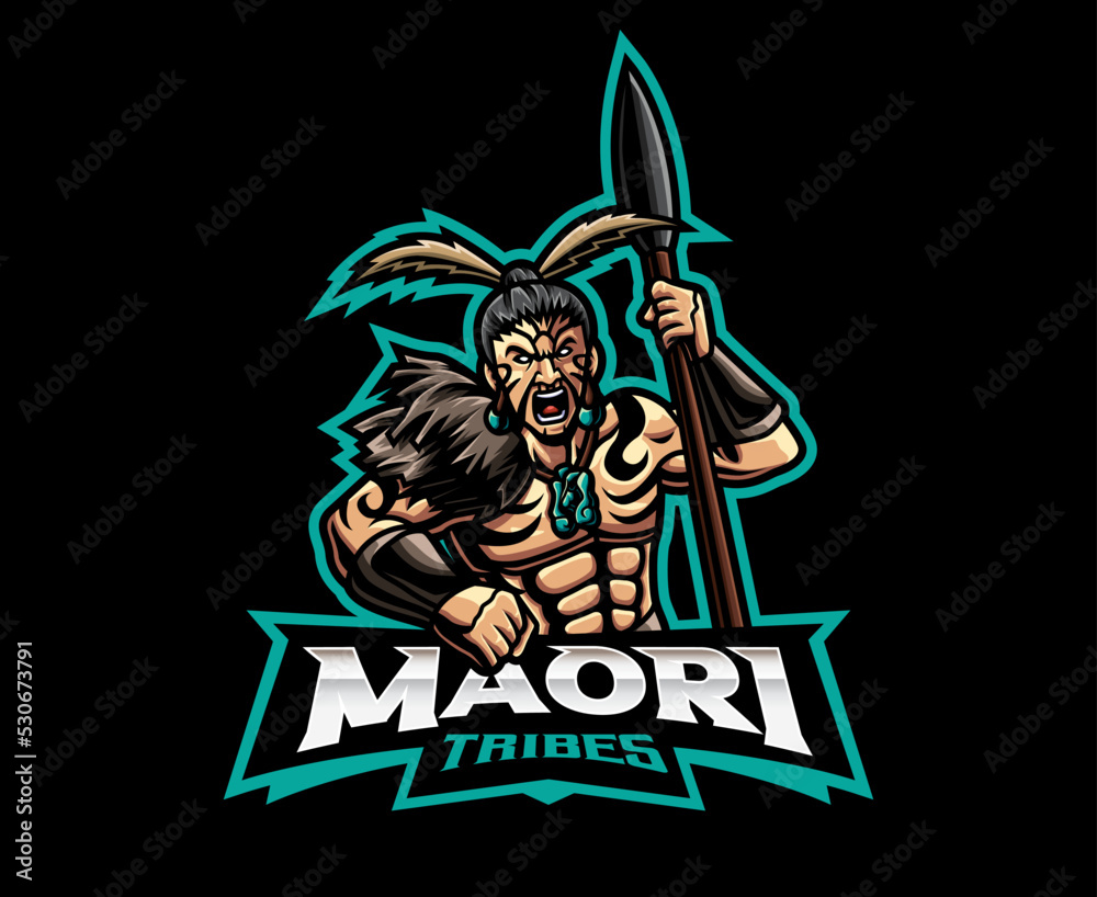 Maori tribe mascot logo design
