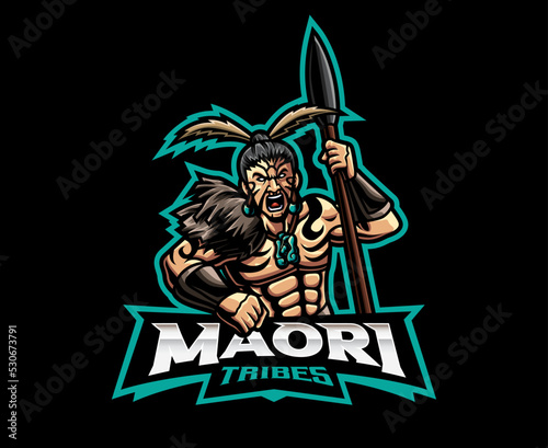 Maori tribe mascot logo design