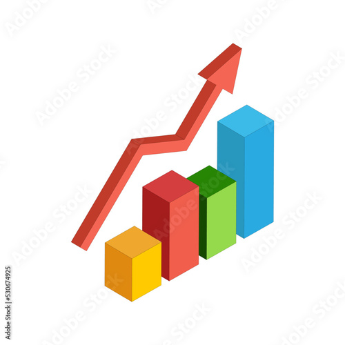 Diagram, Graphic Progress. 3d Business Growth Concept. Stock Vector