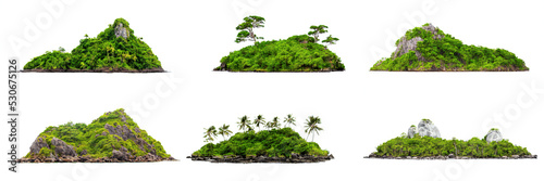 islands, collection of islets isolated on white background photo