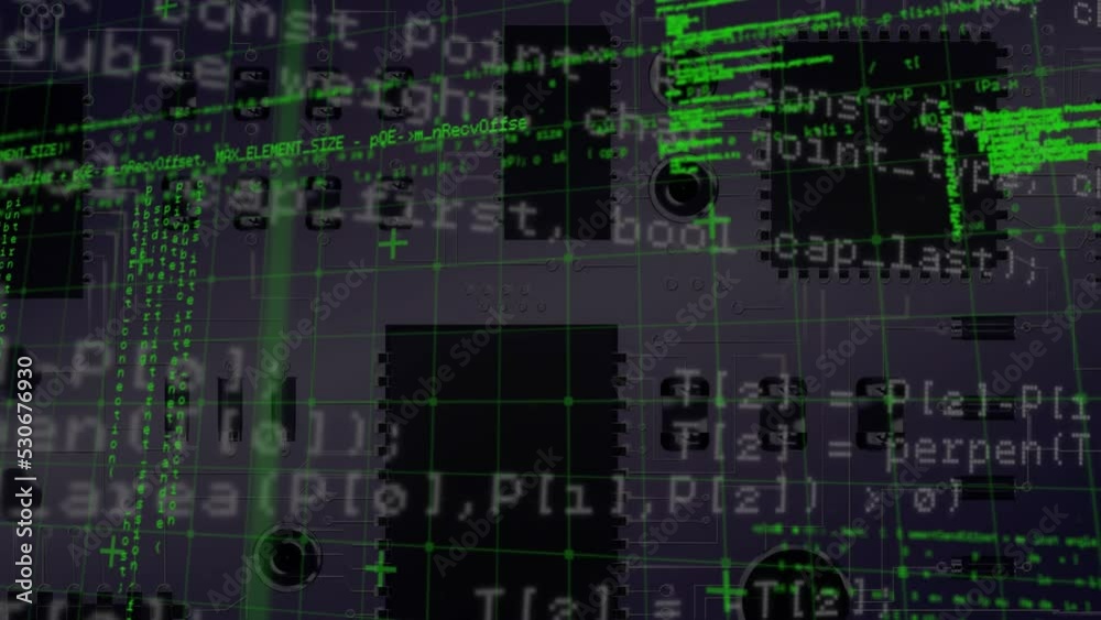 Animation of data processing over computer circuit board Animation of data processing over computer circuit board
