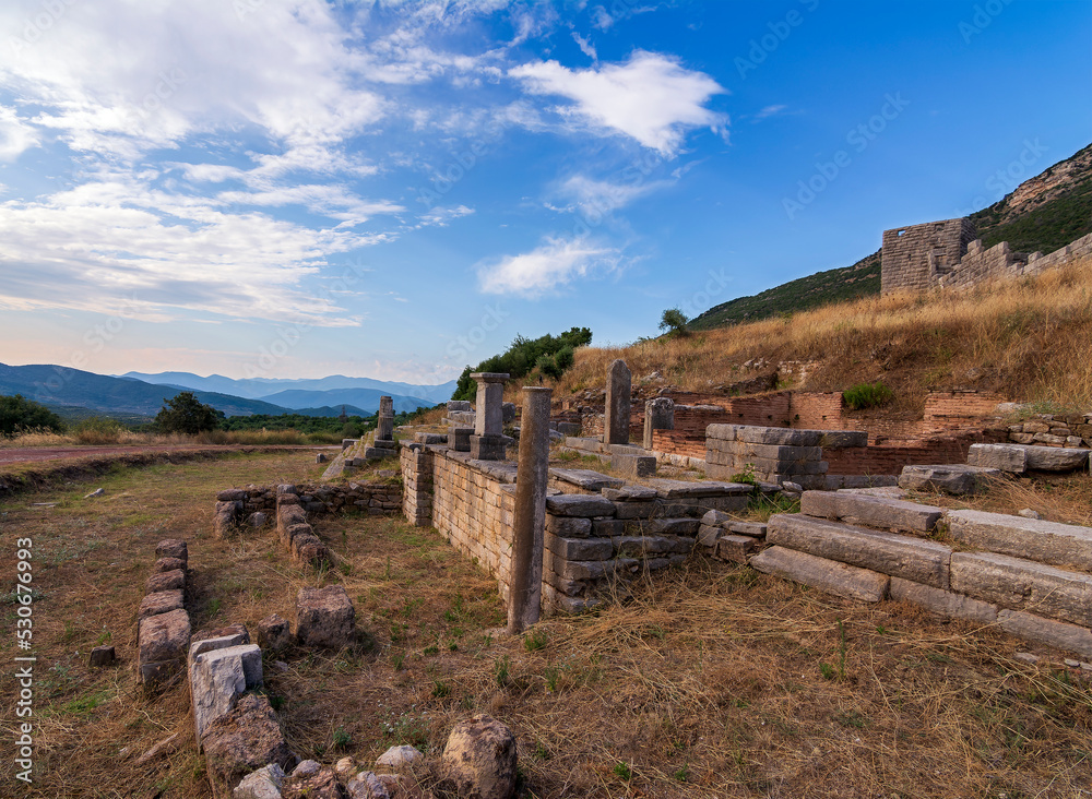 Ruins of the Arcadian gate and walls near ancient Messene