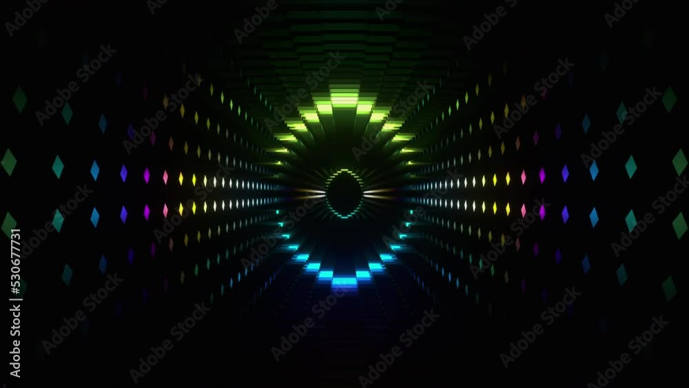 VJ loop 120 BPM colorful light tunnel 4k60p infinite loop