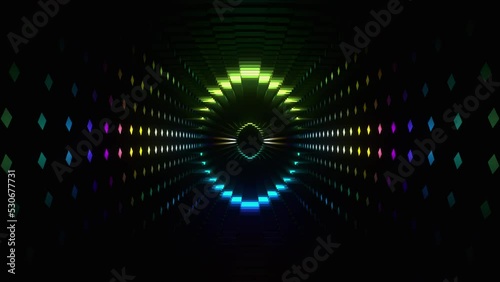 VJ loop 120 BPM colorful light tunnel 4k60p infinite loop