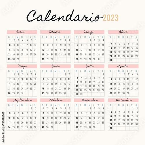 Calendario 2023 en español