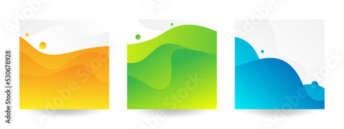 Modern Abstract Background with Retro Memphis Fluid Liquid Vibrant Yellow Green Orange Blue Color