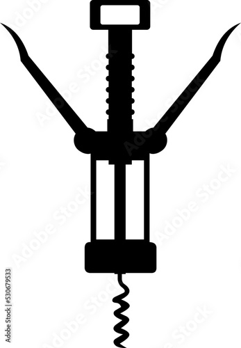 Vector illustration of the black silhouette of a corkscrew