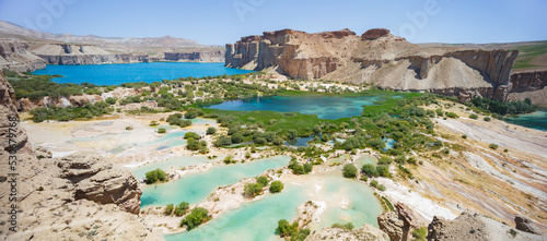 Beautiful blue lake of Band-e Amir National Park, one of the main tourist attractions in Afghanistan photo