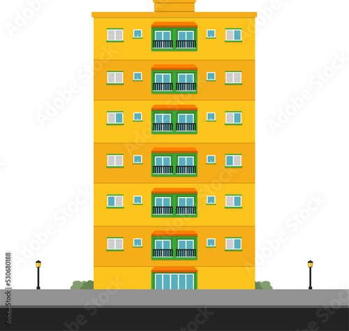 Yellow apartment building, illustration icon