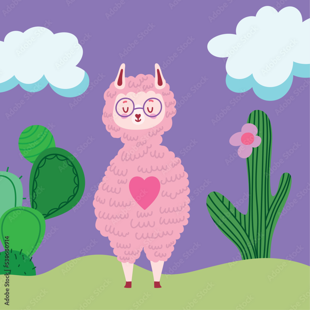 Fototapeta premium cartoon sweet llama